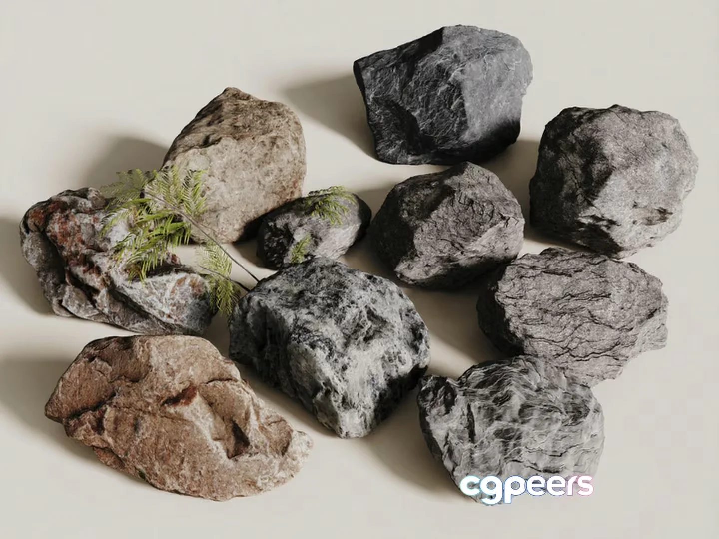 Rocks With A Plant 3D Model – 12037 – CORONA Render