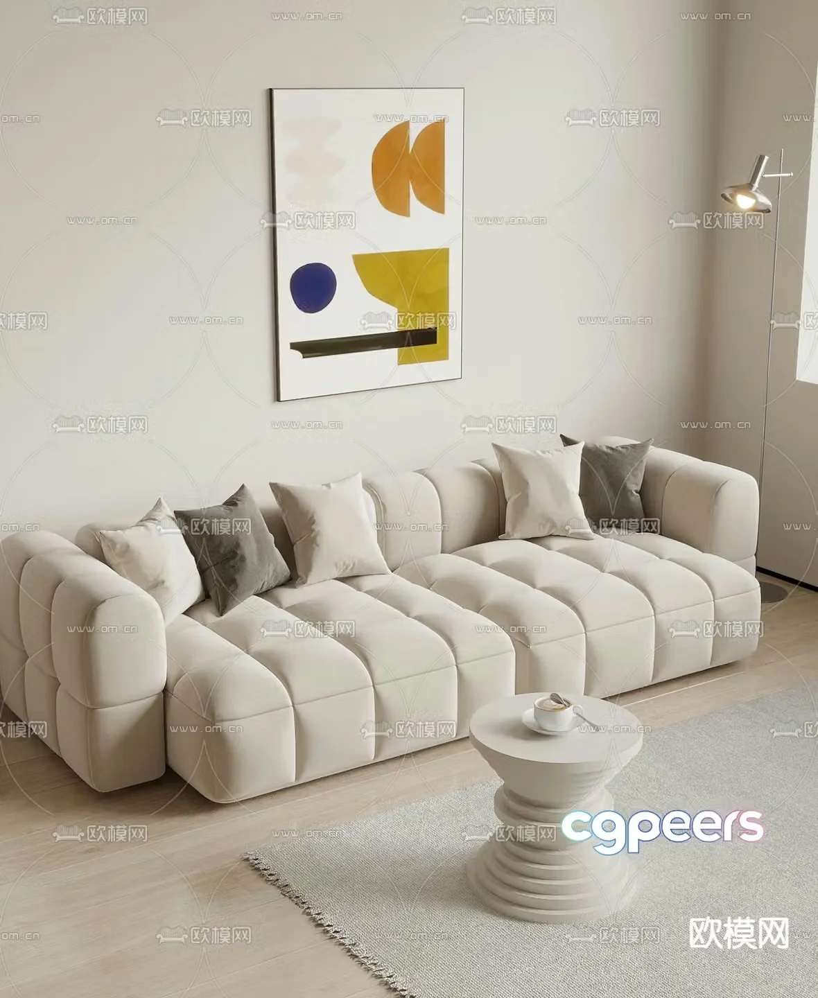 Upholstered Sofa Double Sofa 3D Model