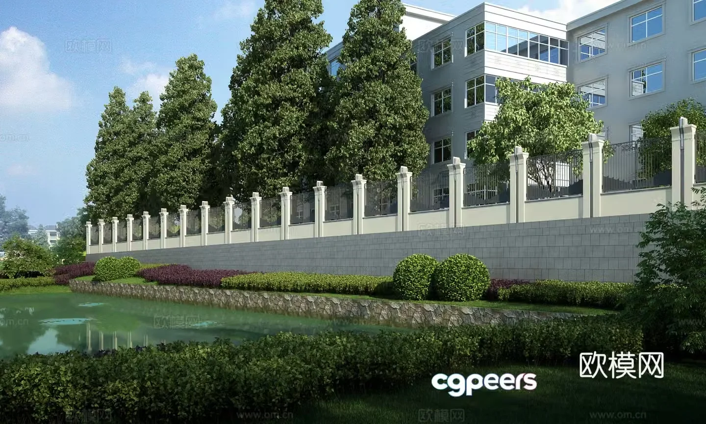 Fence river view 3d model