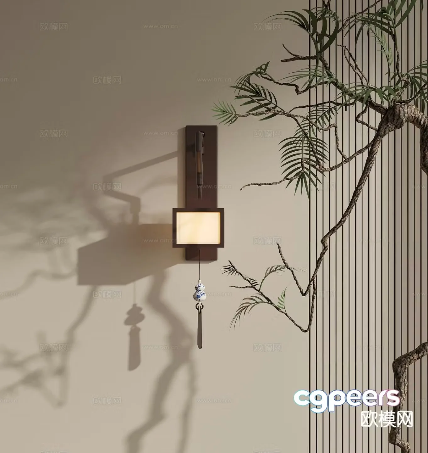 New Chinese style wall lamp Zen wall lamp 3D model