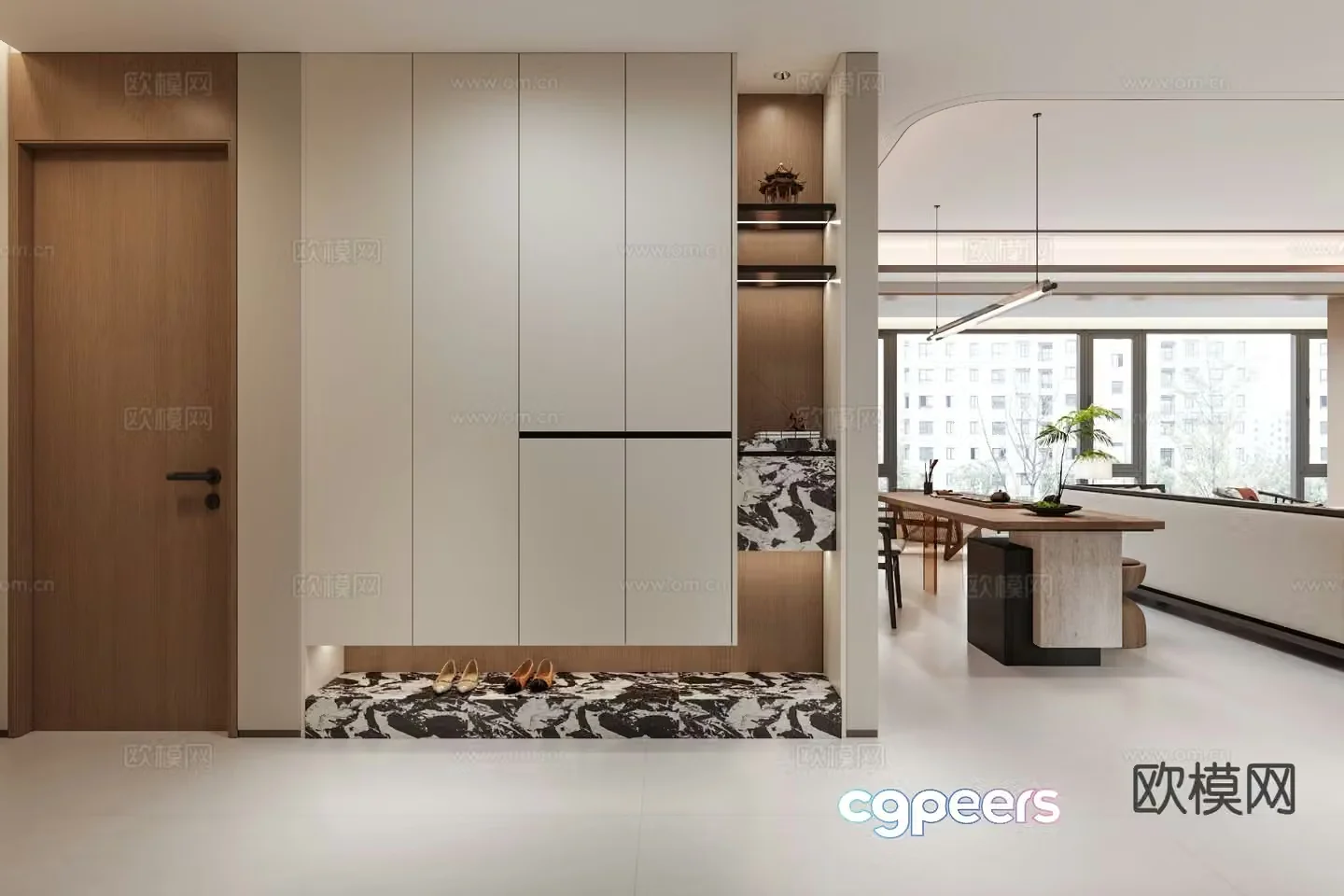 Modern entrance shoe cabinet 3d model