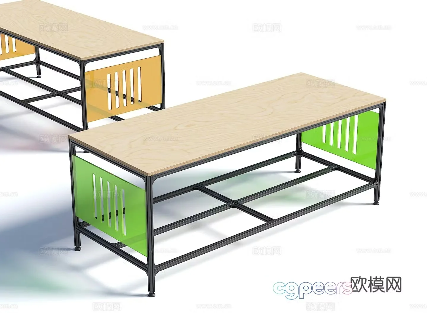 Modern aluminum profile office desk Industrial style aluminum profile desk Aluminum profile operating table Aluminum profile working 3D model