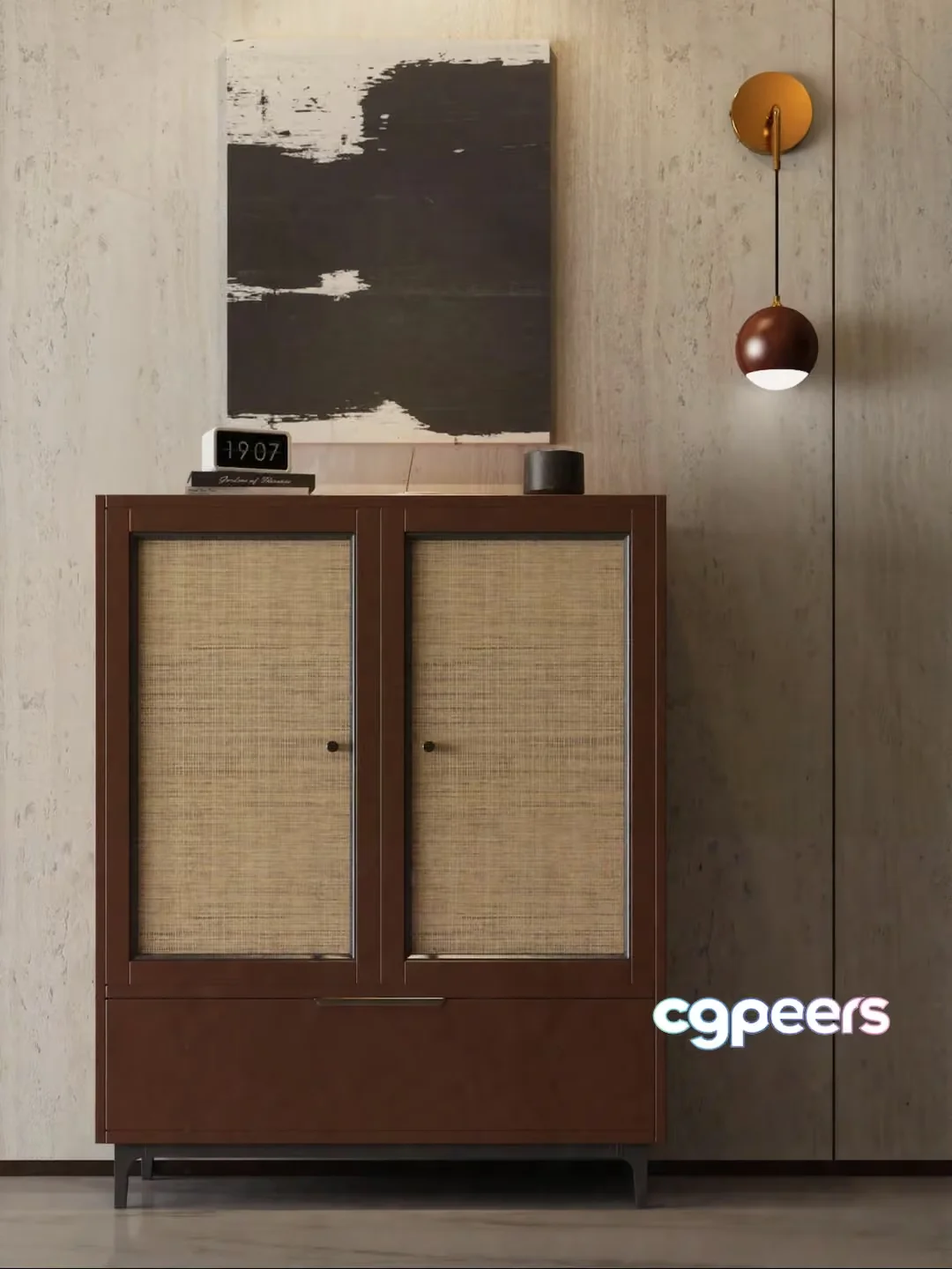 Modern Brown Cabinet 3D Model – 15869 – VRAY Render
