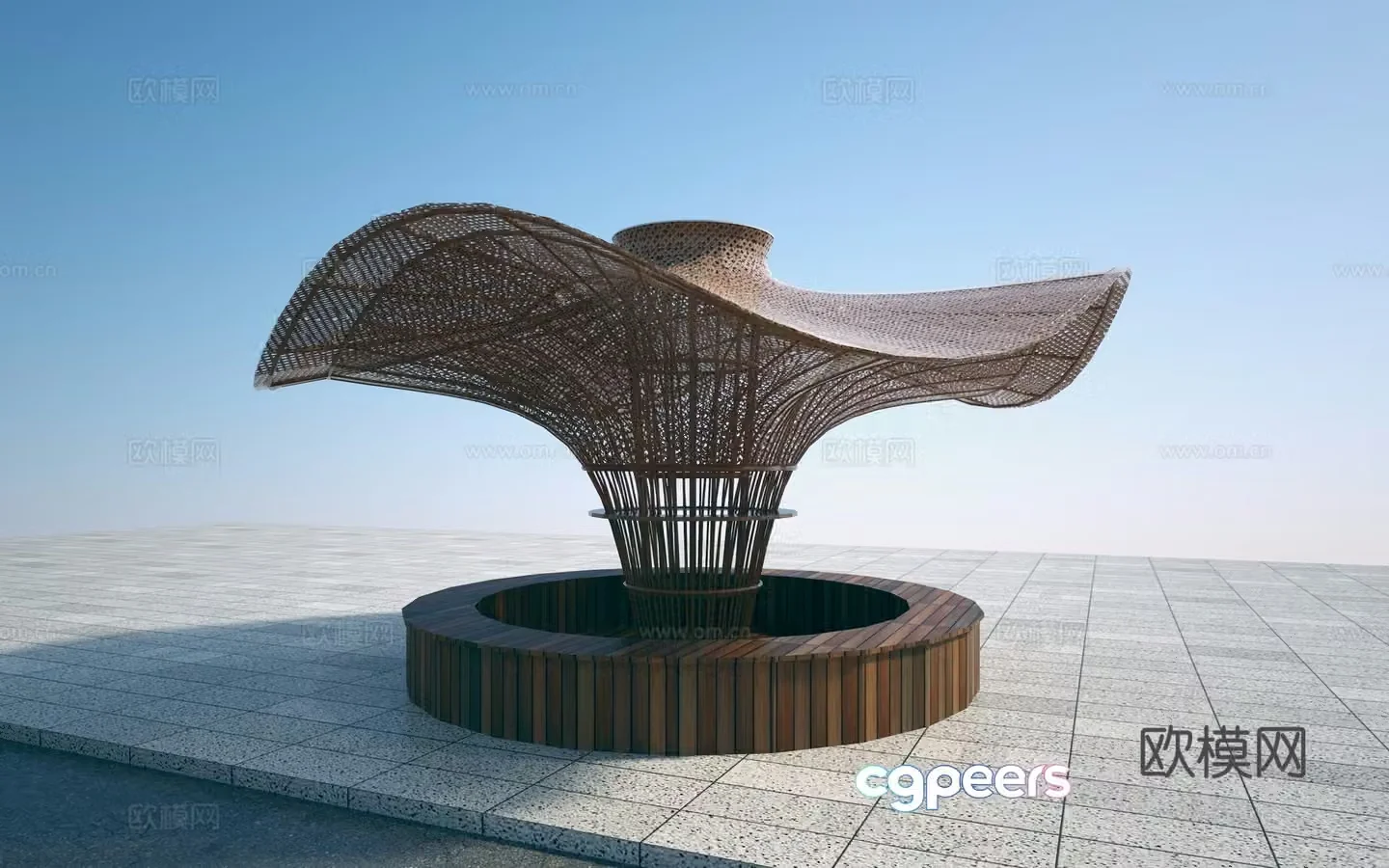 Modern outdoor chair shaped chair installation 3d model