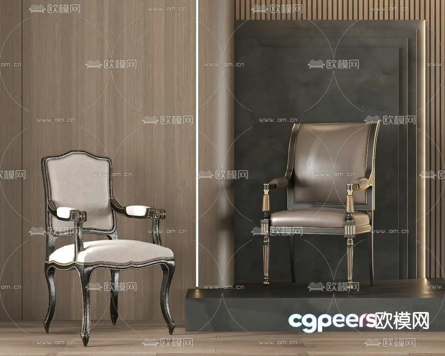 European style chair dining chair 3d model
