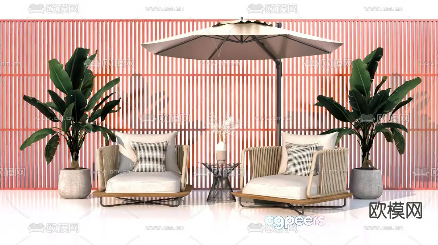 Outdoor sofa parasol 3d model