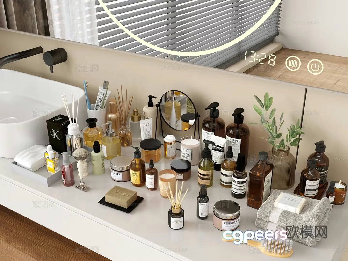 Modern washing daily necessities toiletries cosmetics shampoo 3d model