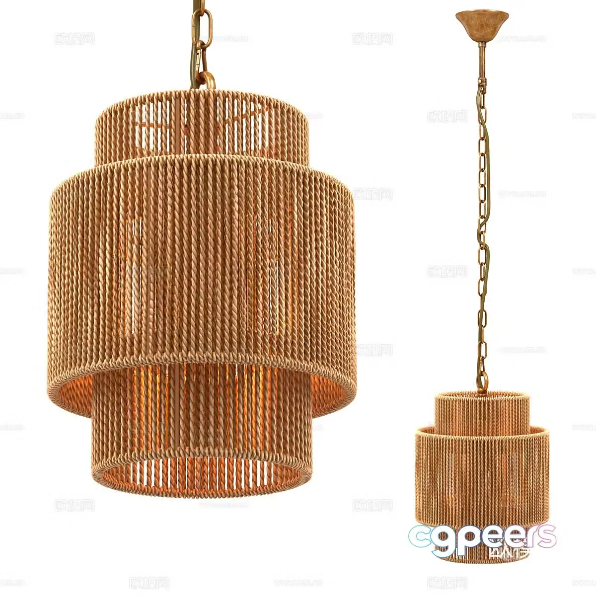 New Chinese style wasabi decorative chandelier 3D model