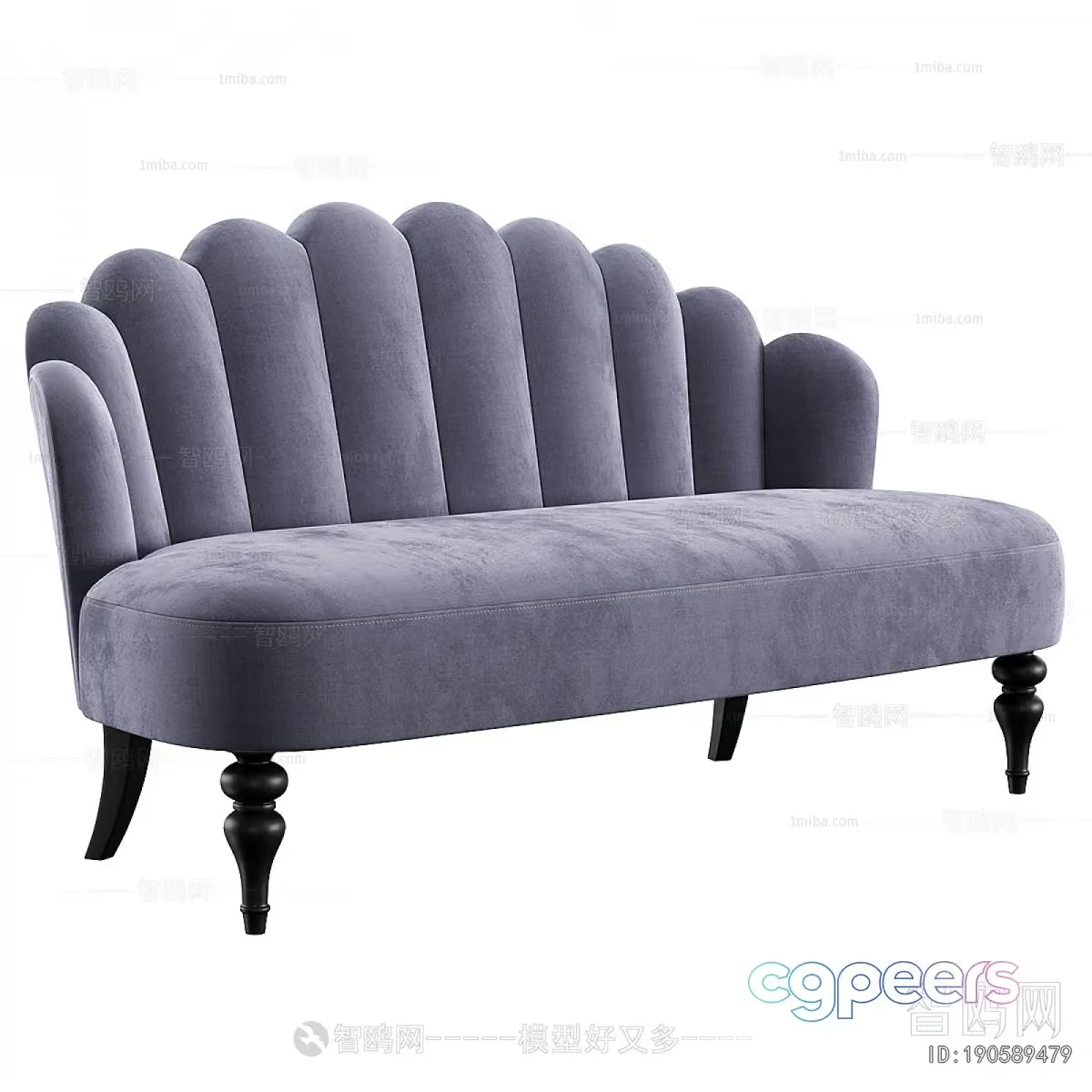 Gray Velvet Sofa 3D Model – 12254 – VRAY Render