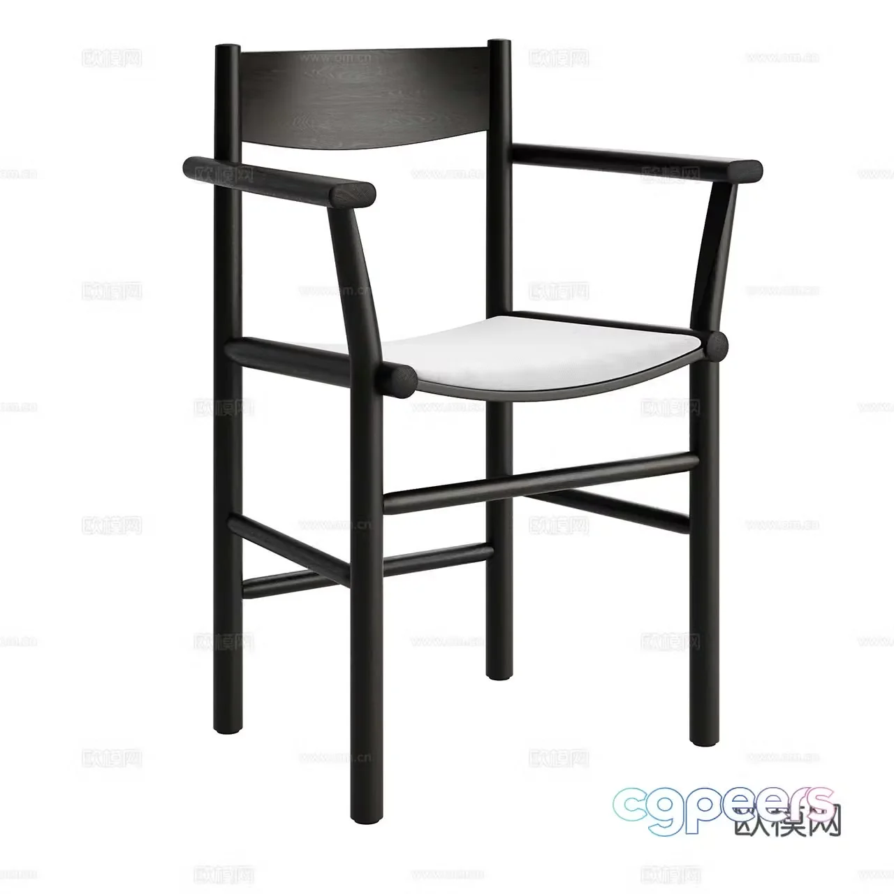 Nikari minimalist dining chair Nordic single chair retro chair armchair wooden chair dining chair 3d model