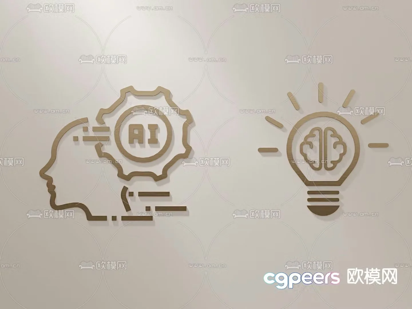 Metal wall decoration wall characters company culture icon 3d model