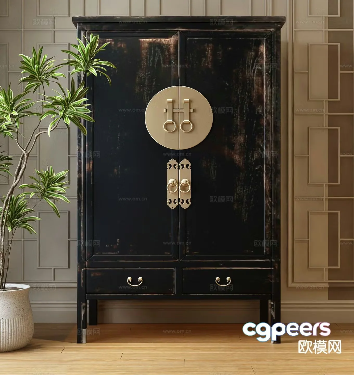 New Chinese style wardrobe wardrobe 3d model