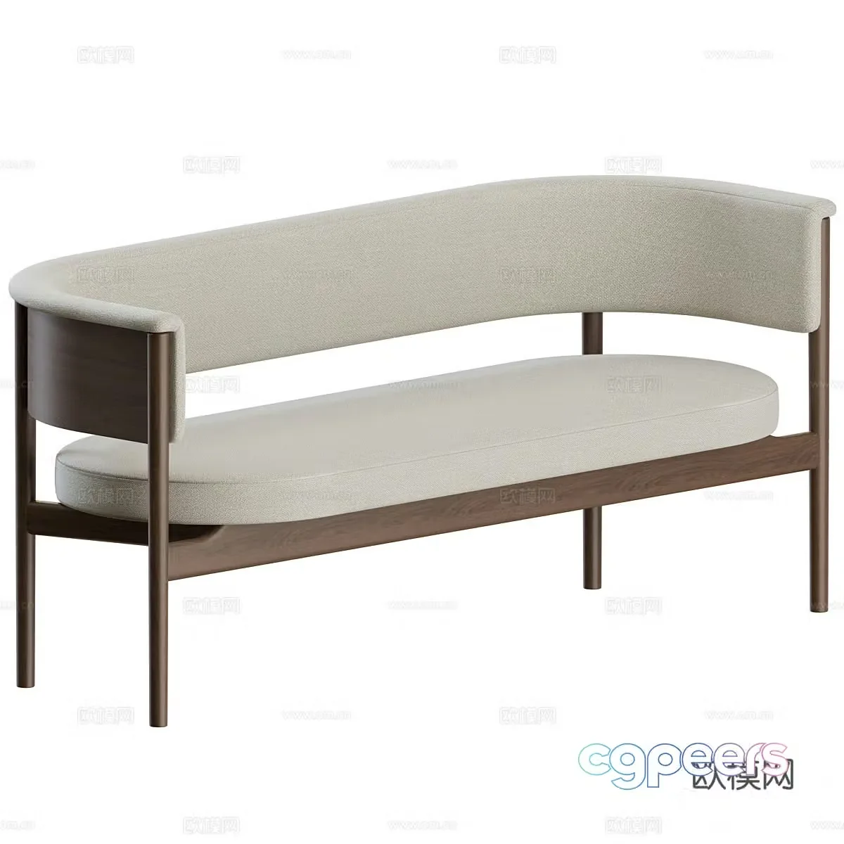 New Chinese style fabric double sofa casual sofa 3D model