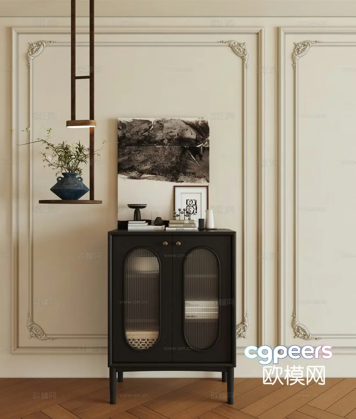 Middle-aged short cabinet bookcase 3d model