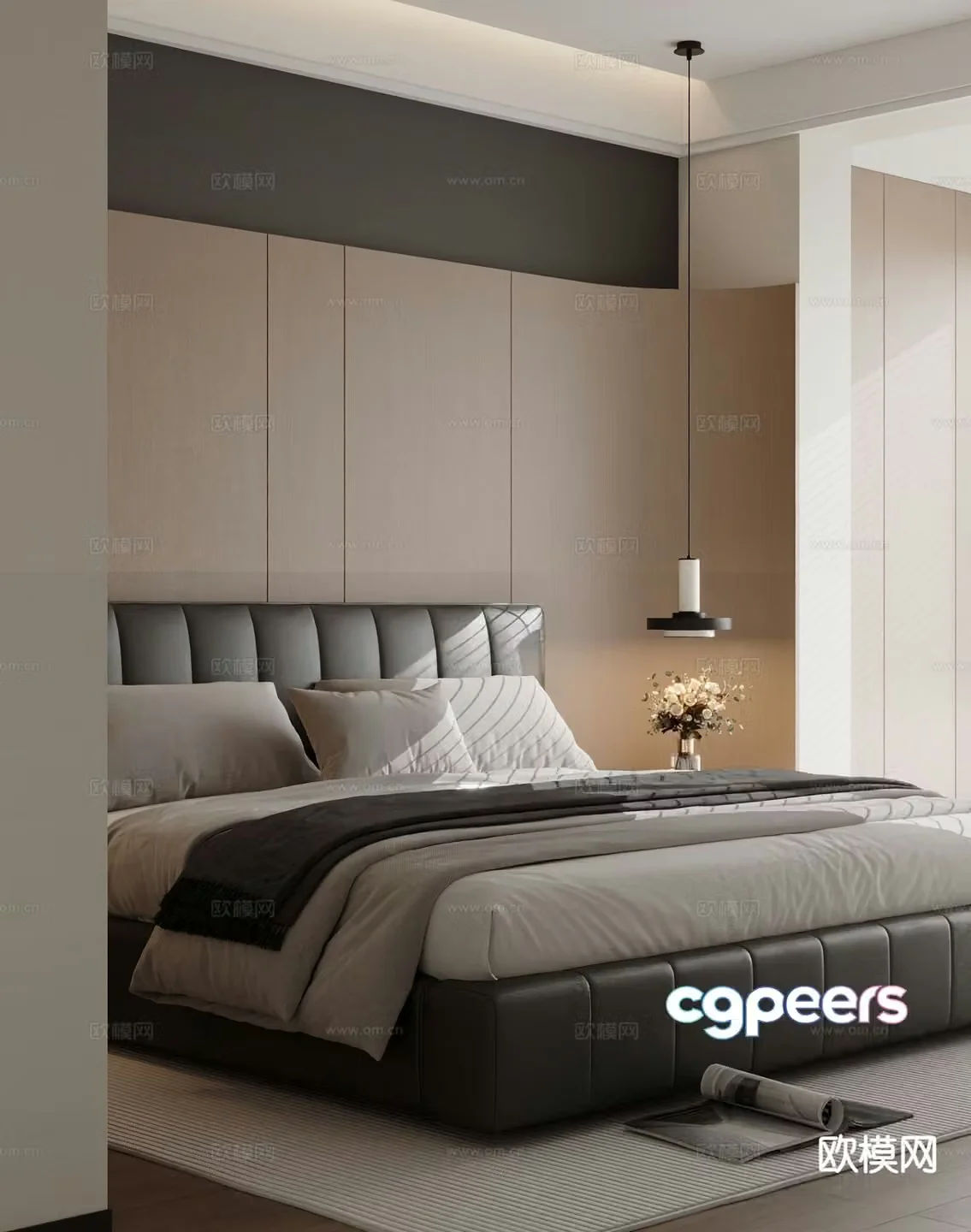 Italian double bed 3d model
