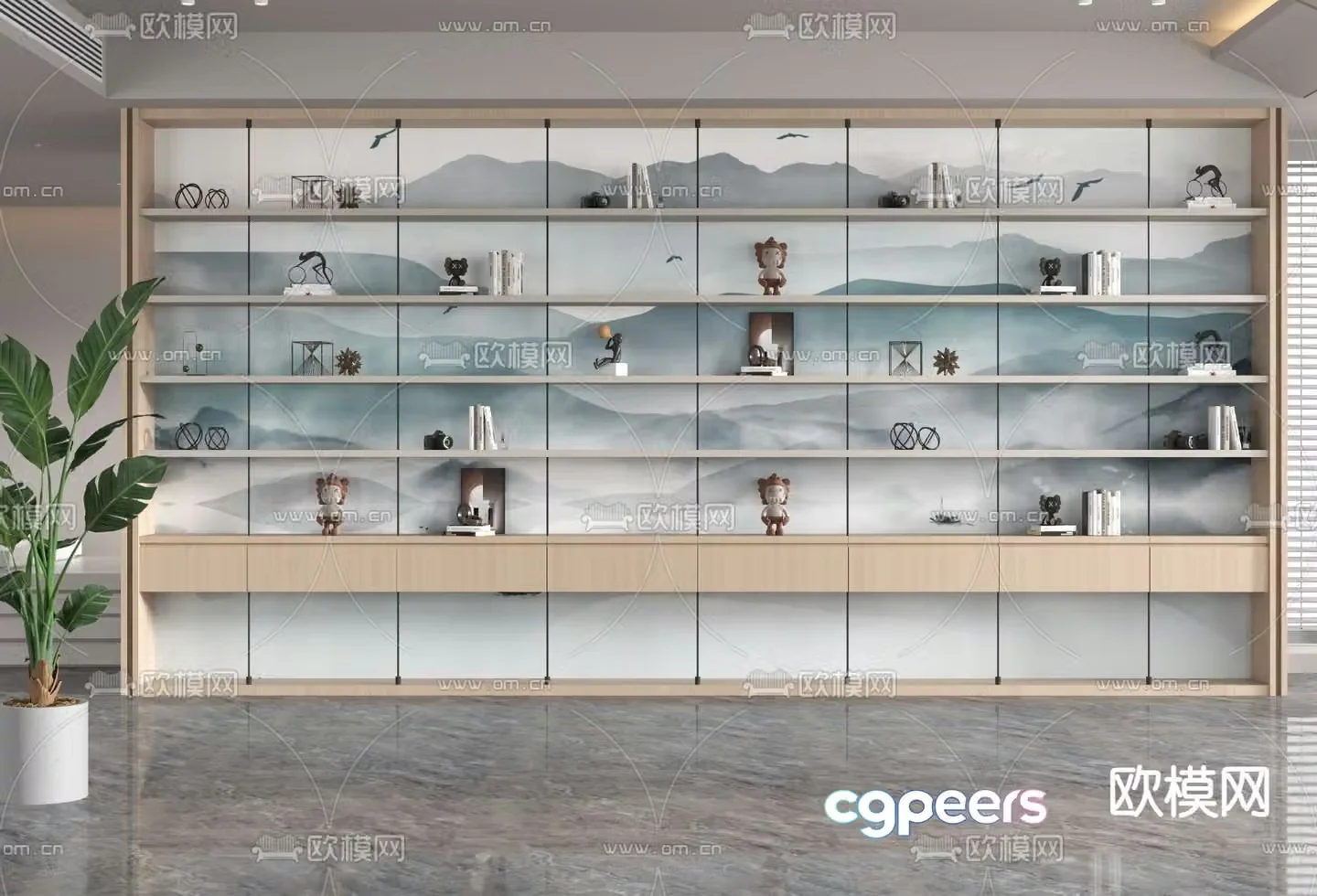 New Chinese style decorative cabinet shelf 3d model
