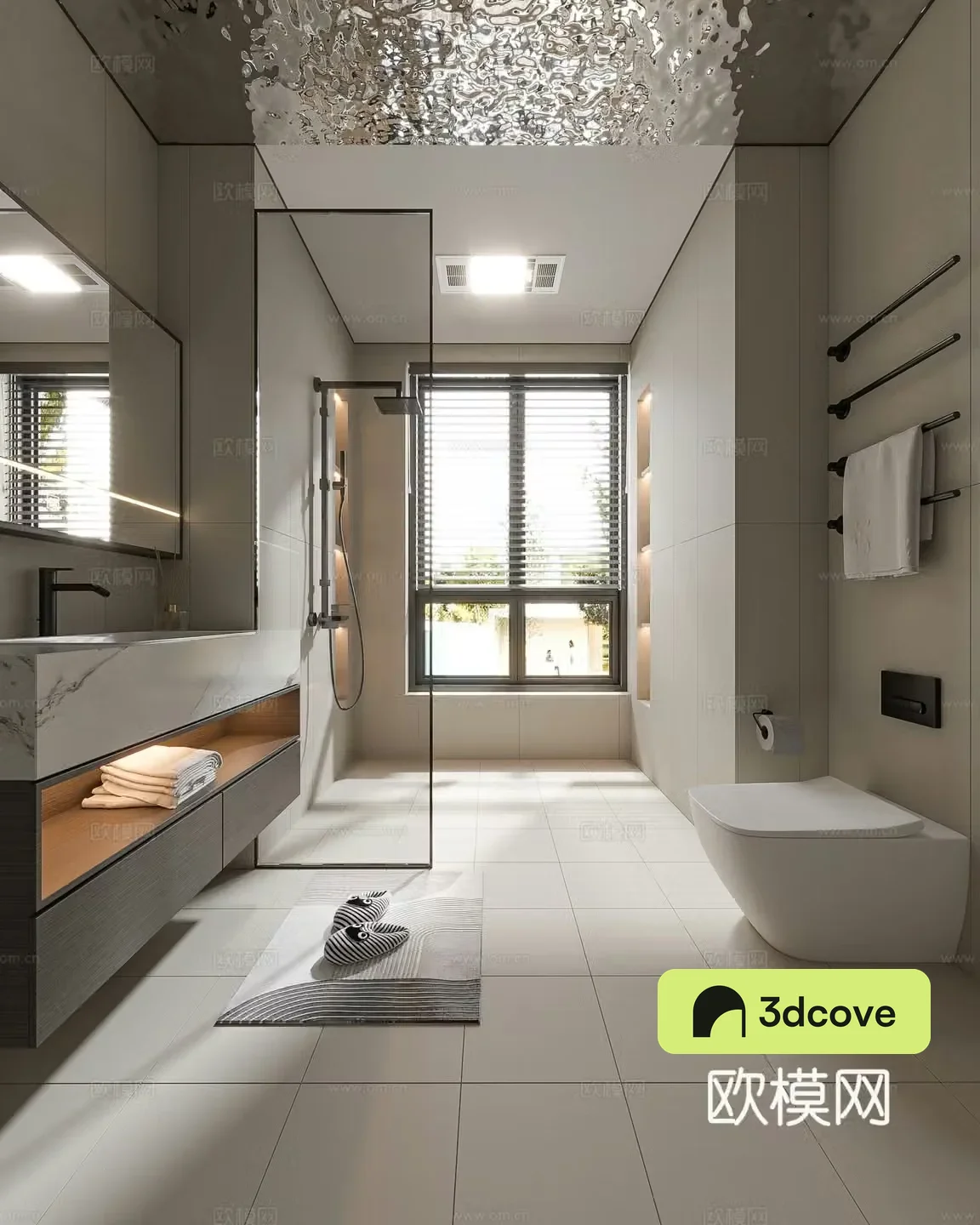 Modern bathroom cabinet washbasin mirror cabinet toilet shower room