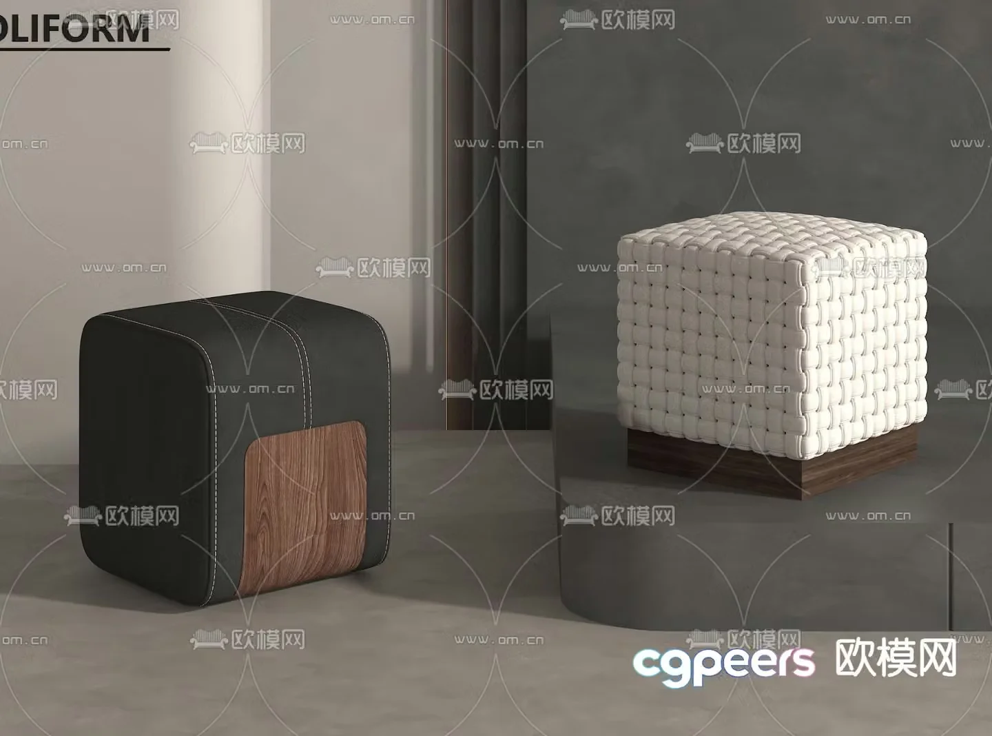 Stool sofa stool low stool 3d model