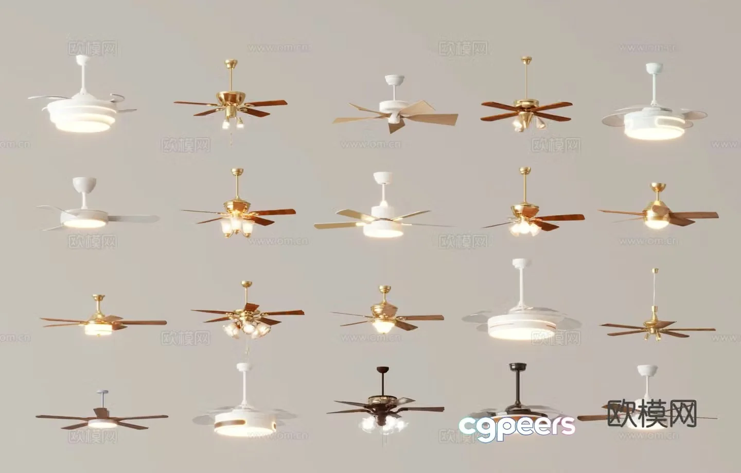 Light luxury ceiling fan light fan light 3d model