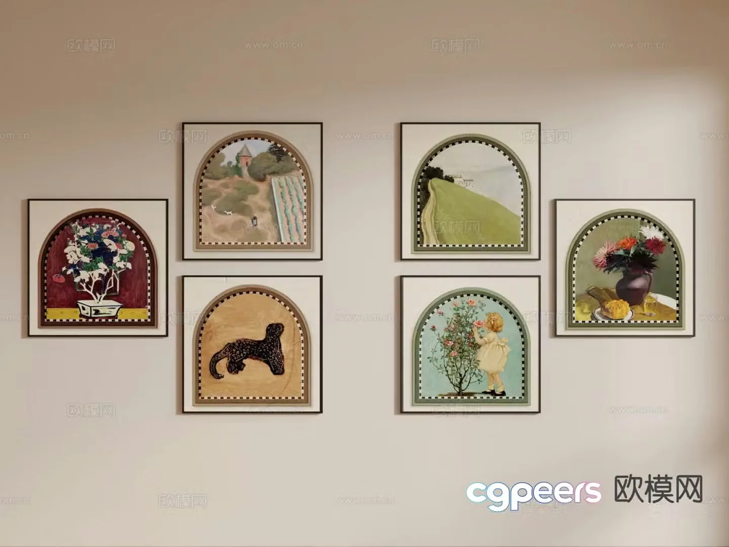 French decorative painting retro painting hanging painting 3D model