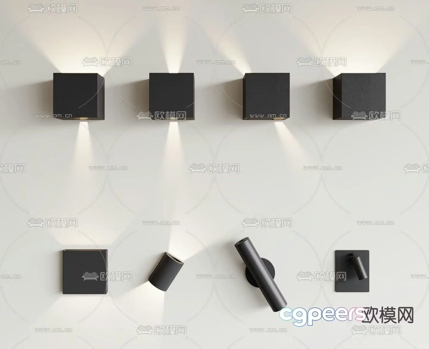 Rotating wall light aisle light wall washer night light 3d model