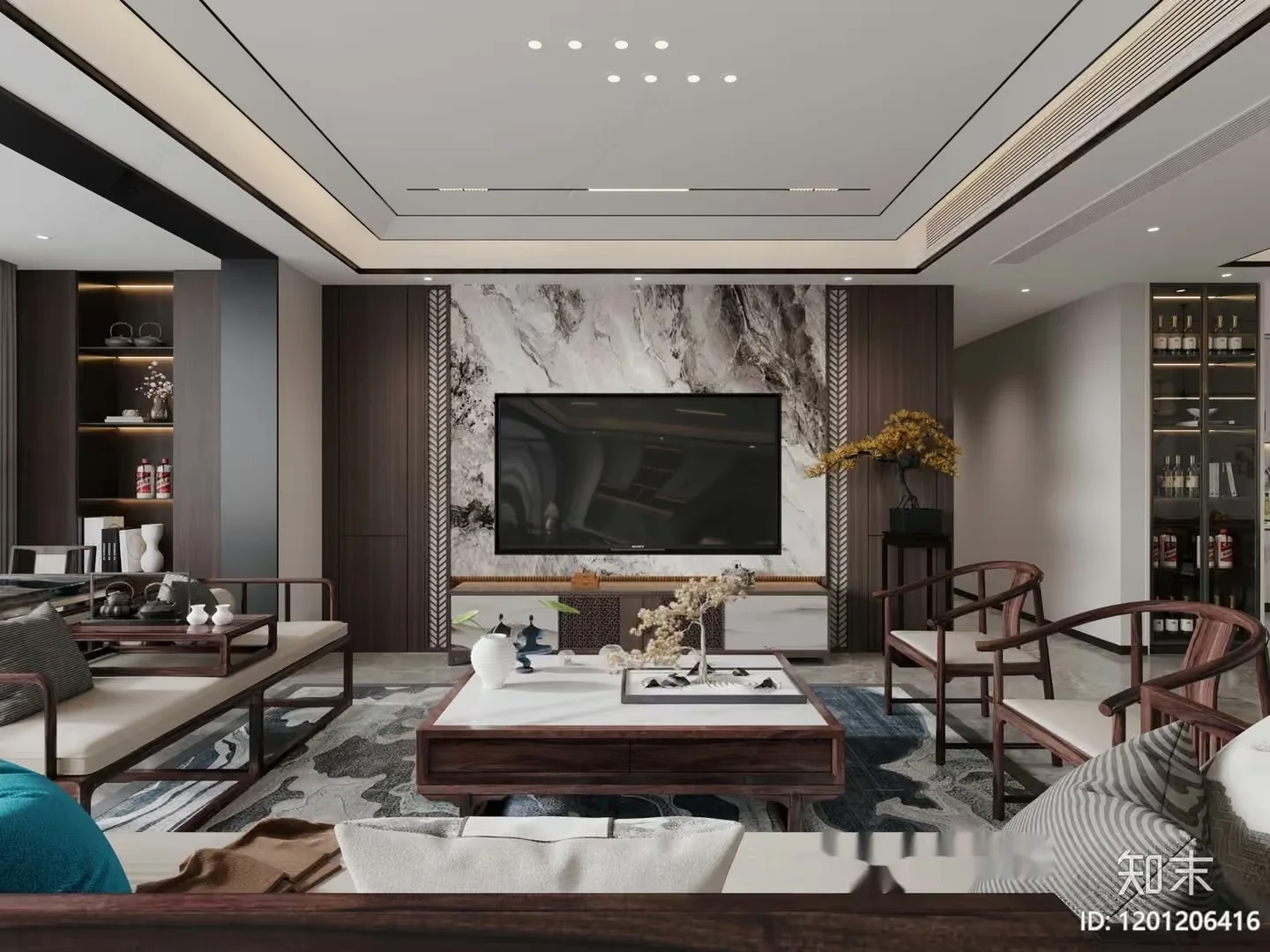 Modern Living Room 3D Model – 3953 – CORONA Render