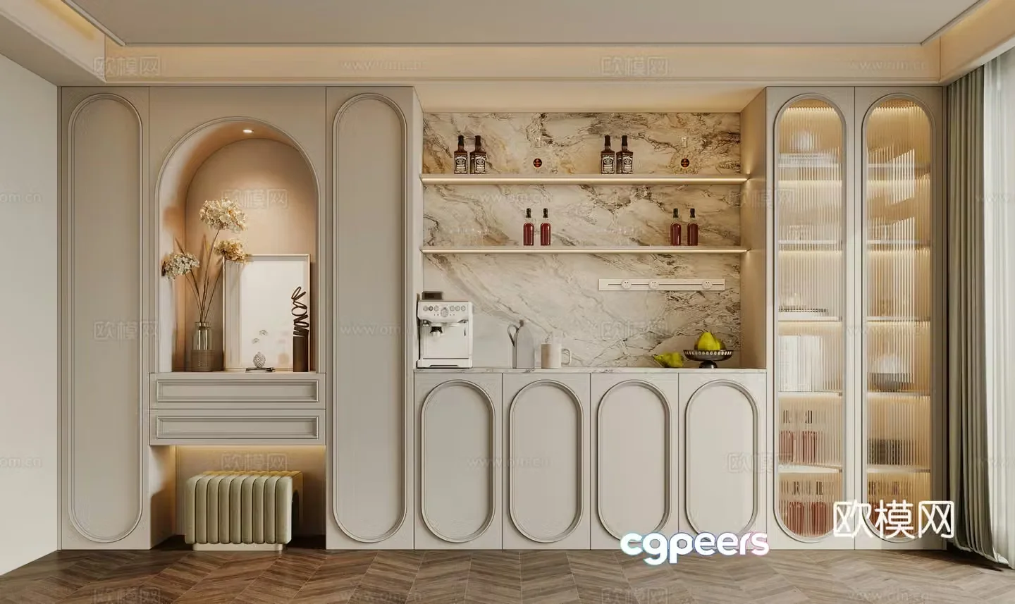 3D model of dining cabinet shoe cabinet
