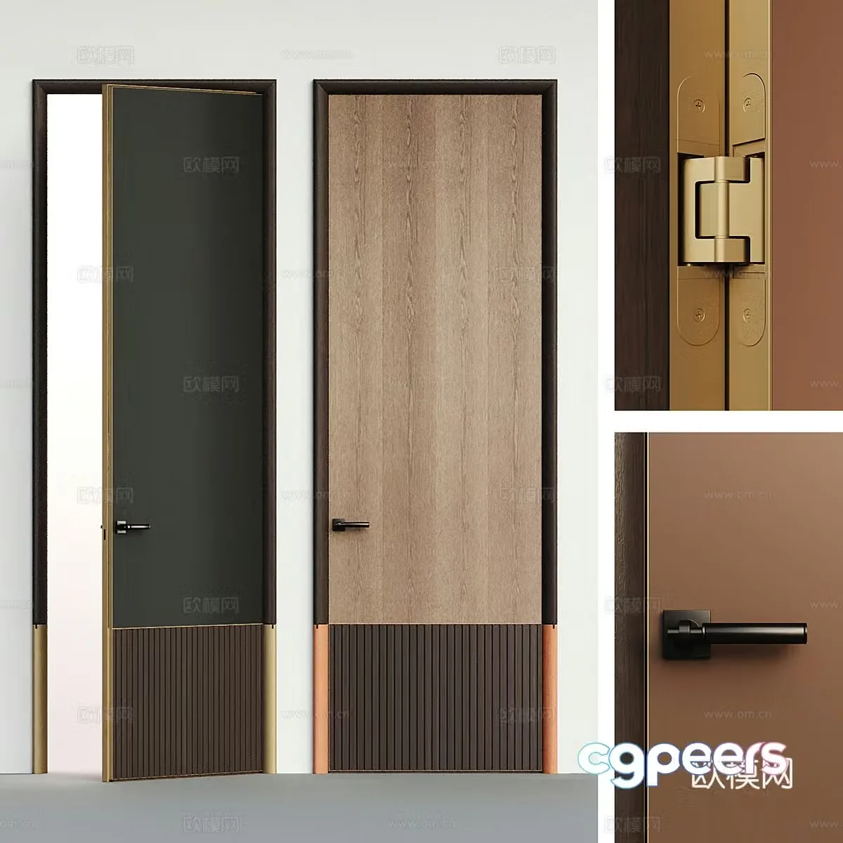 New Chinese style light luxury interior door 3D model