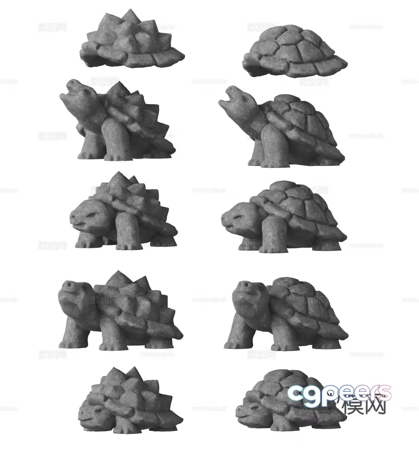 Modern stone turtle sculpture 3d model