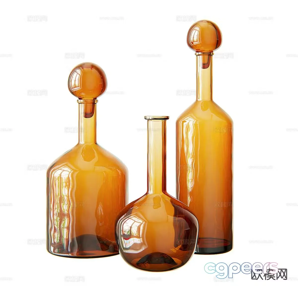 glass bottle cork container 3d model