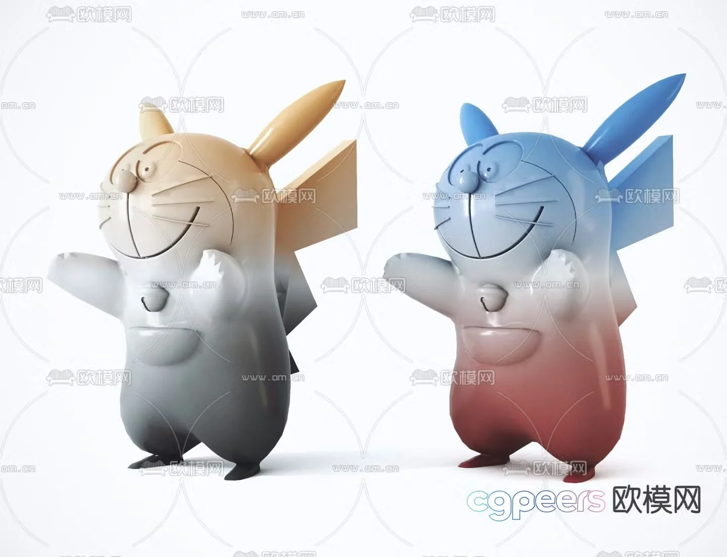 Modern Pikachu co-branded Doraemon toy 3D model