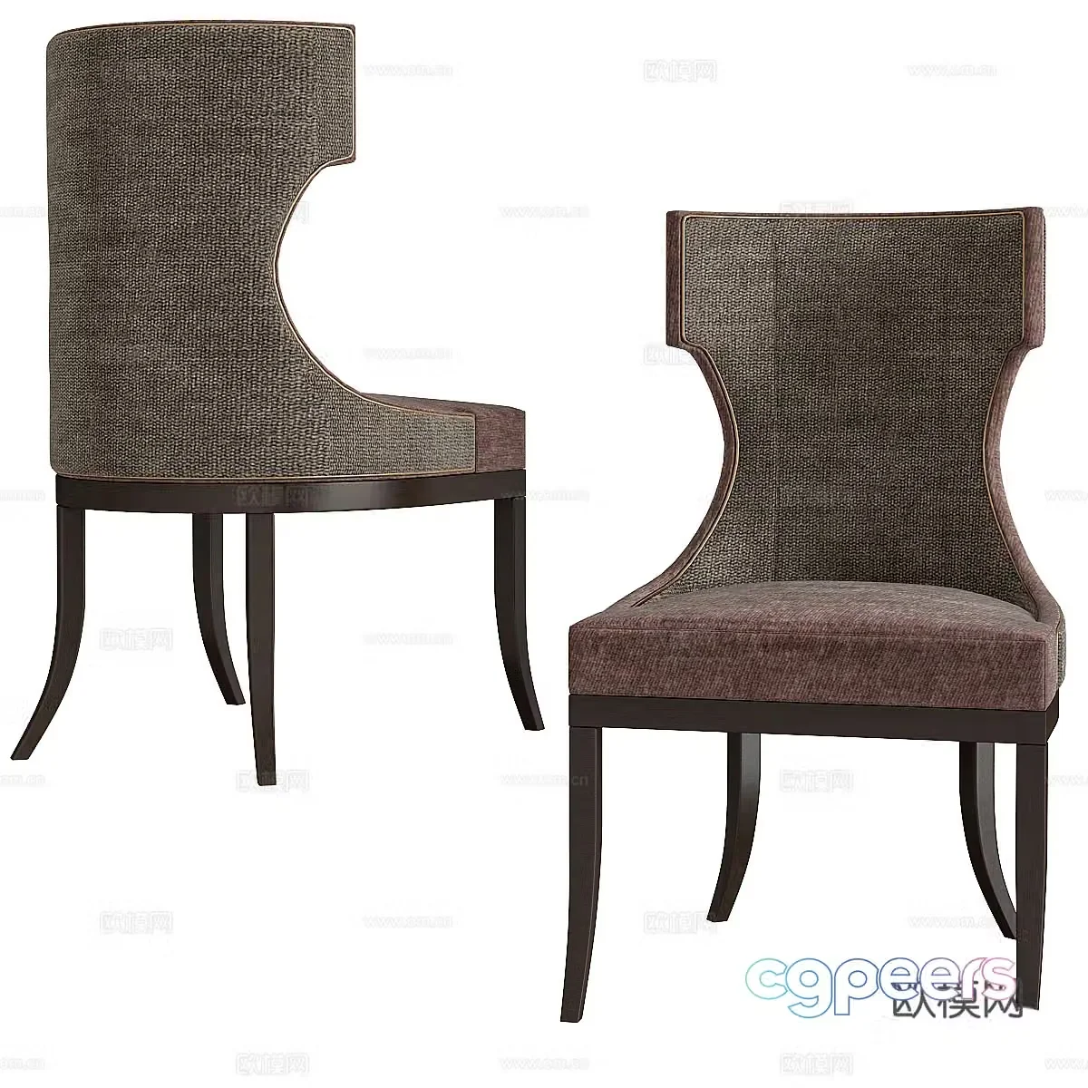 New Chinese style fabric dining chair 3D model