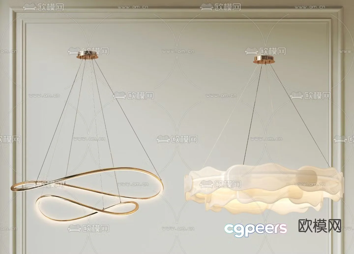 Light luxury chandelier ring chandelier art chandelier 3d model