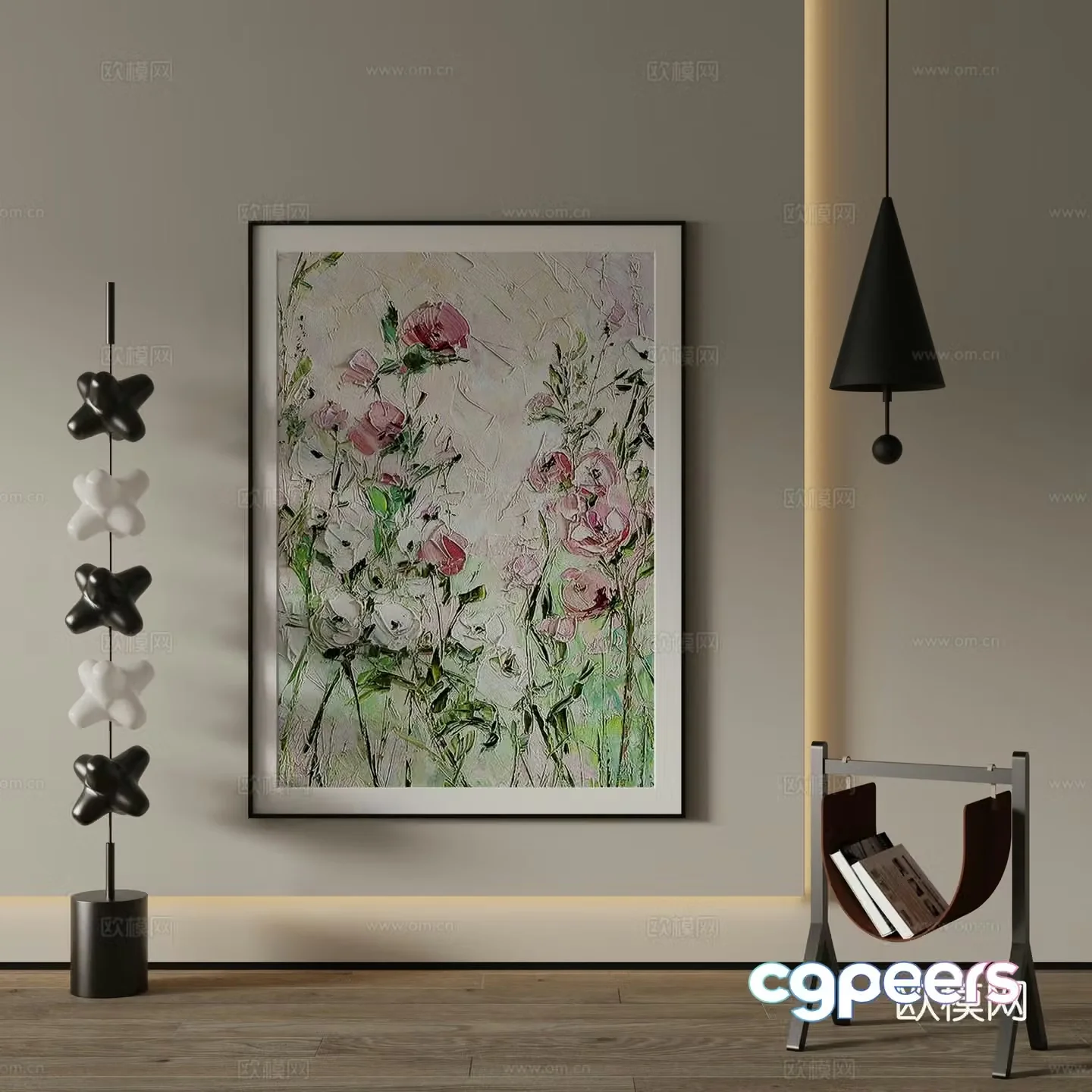 Modern decorative painting Flower oil painting 3d model