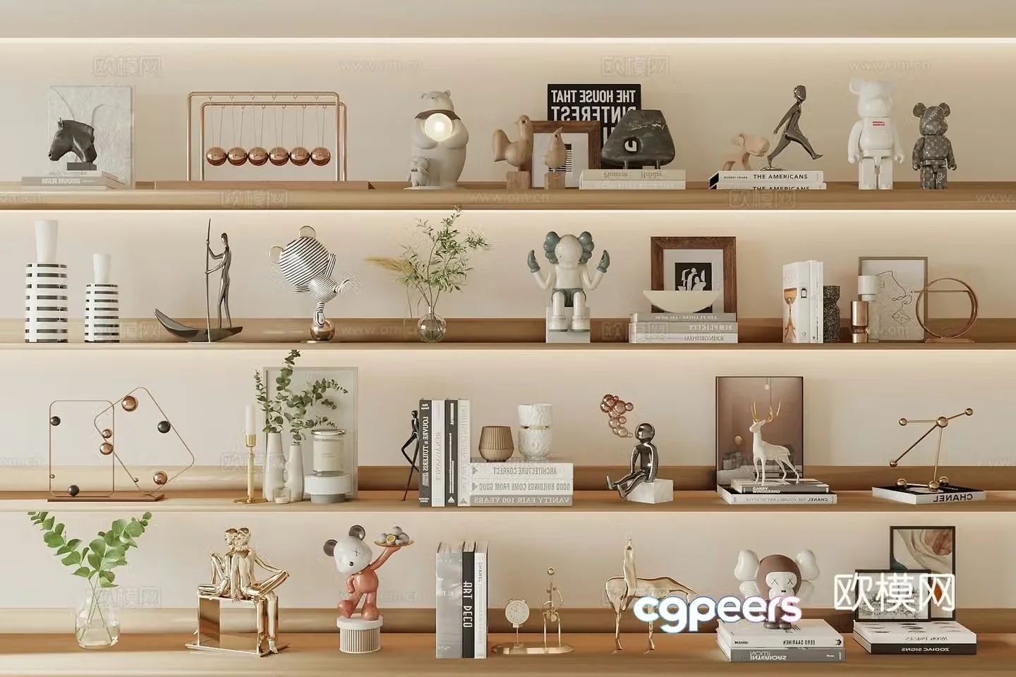 Modern decorations ornaments artwork books 3d model