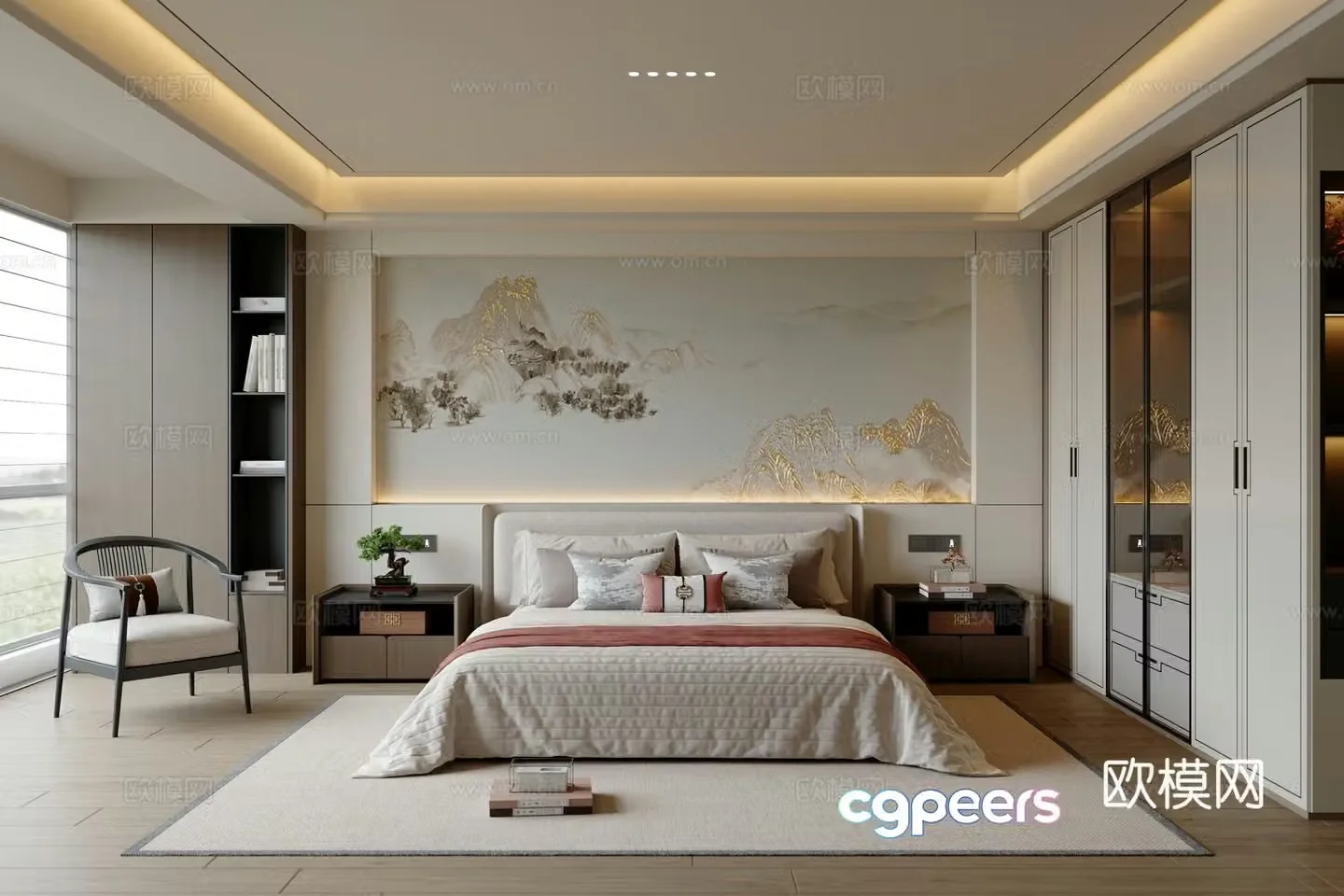 New Chinese style bedroom master bedroom 3D model