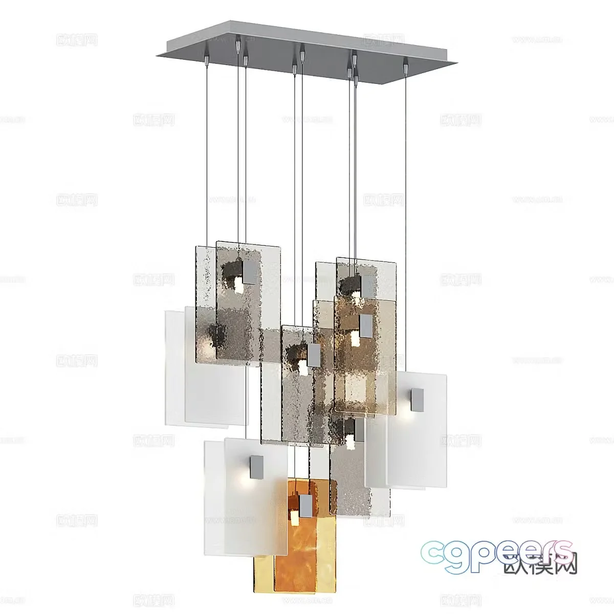 Modern light luxury minimalist decorative chandeliers 3D model