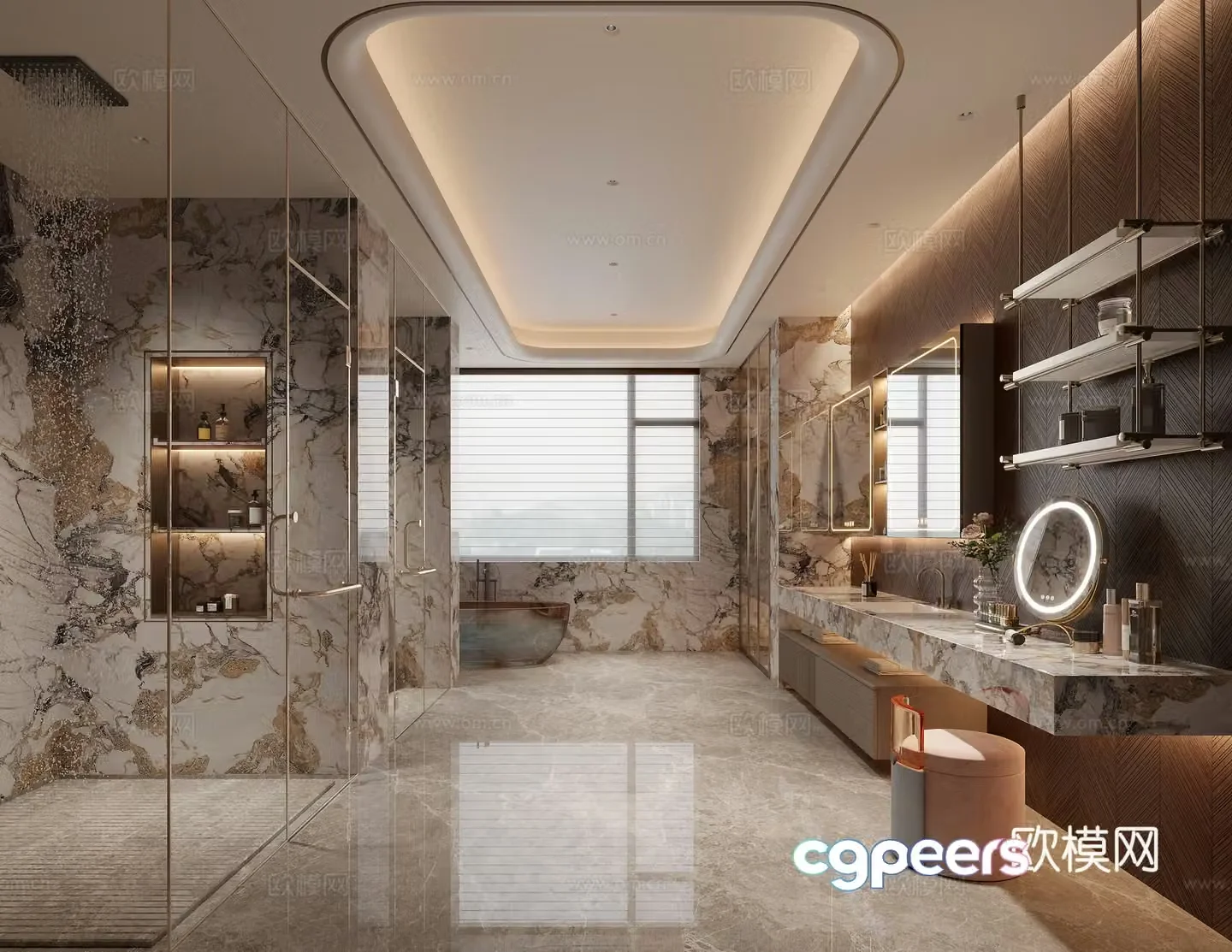 Modern light luxury bathroom 3D model