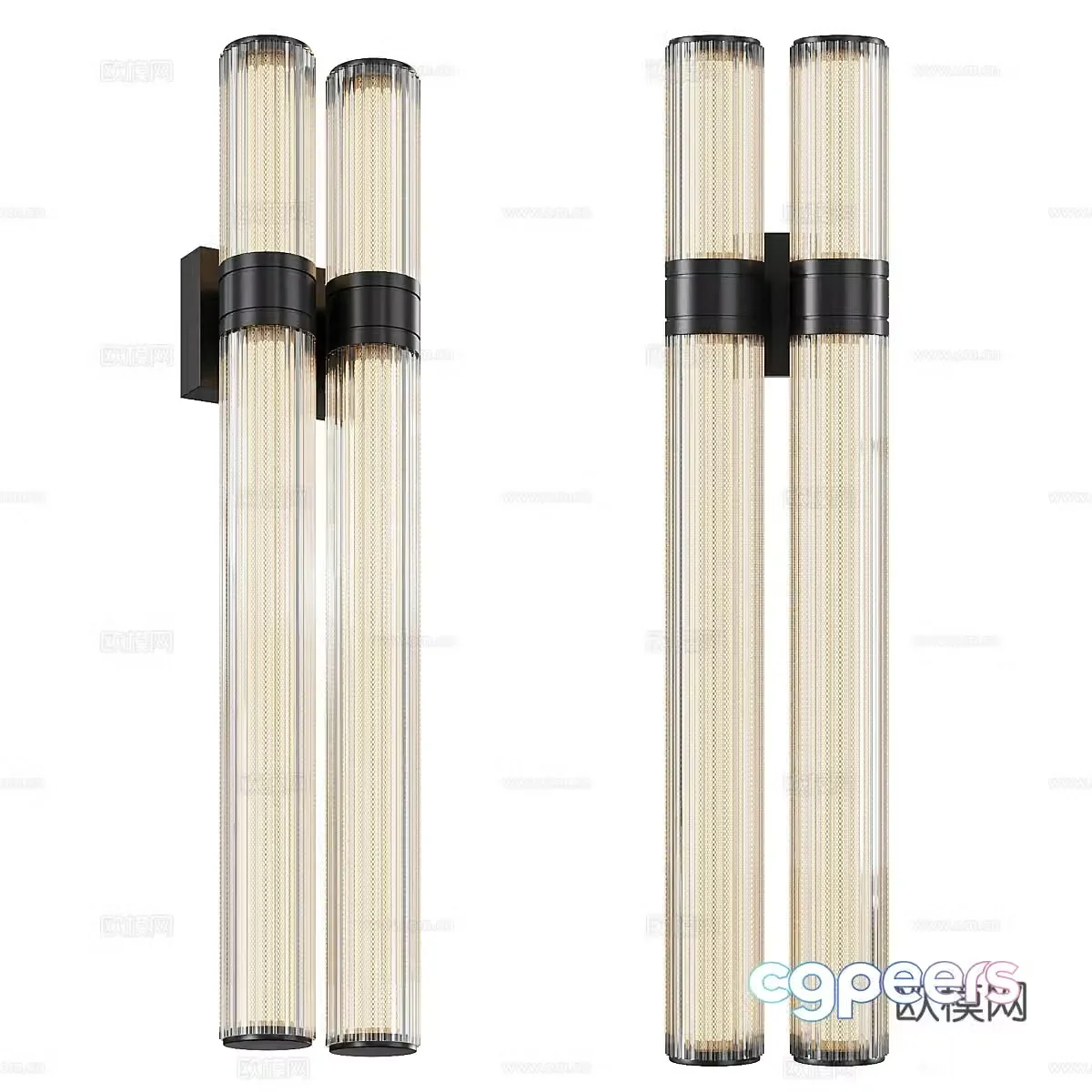 New Chinese style light luxury long glass wall lamp 3D model