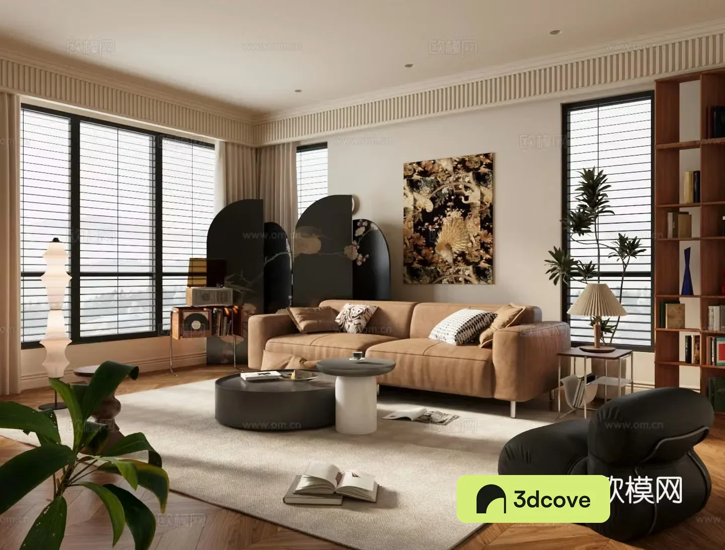 Retro home living room Sofa coffee table combination Medium screen Single sofa