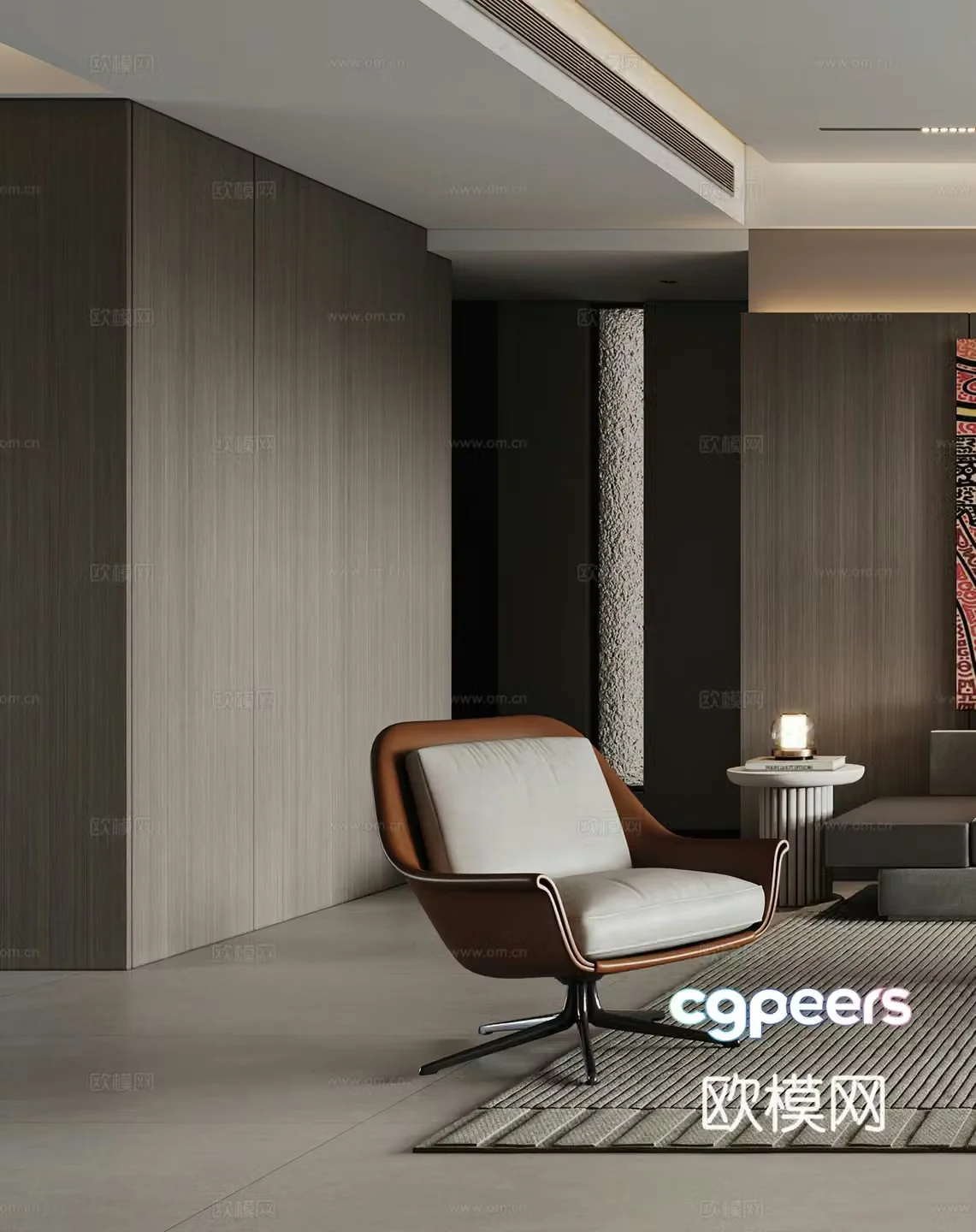Modern leisure chair Italian leisure chair Side and corner light luxury G5663d model