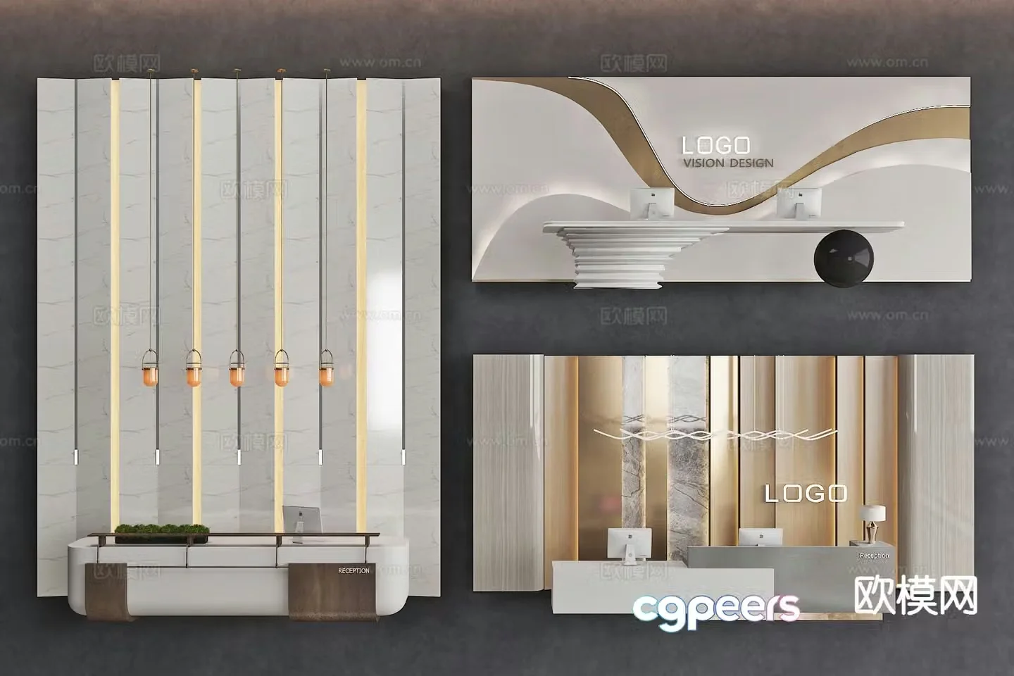 Modern front desk reception desk service desk 3d model