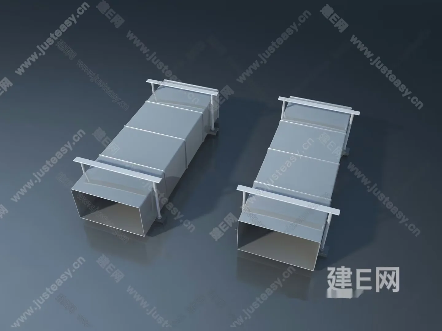 Two White Rectangular Beds With A Table Attached To The Headboard 3D Model – 6736 – VRAY Render
