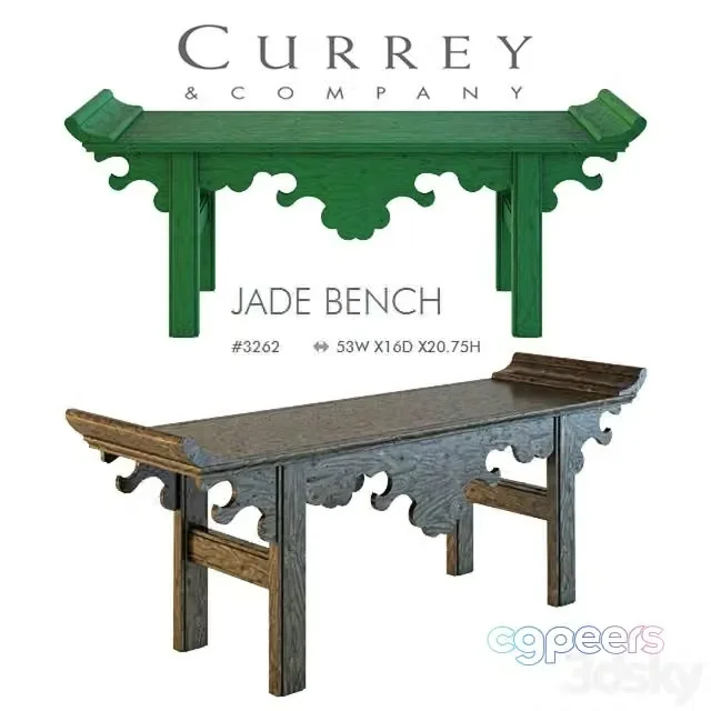 3ds Max Free – Currey & Company Jade Bench