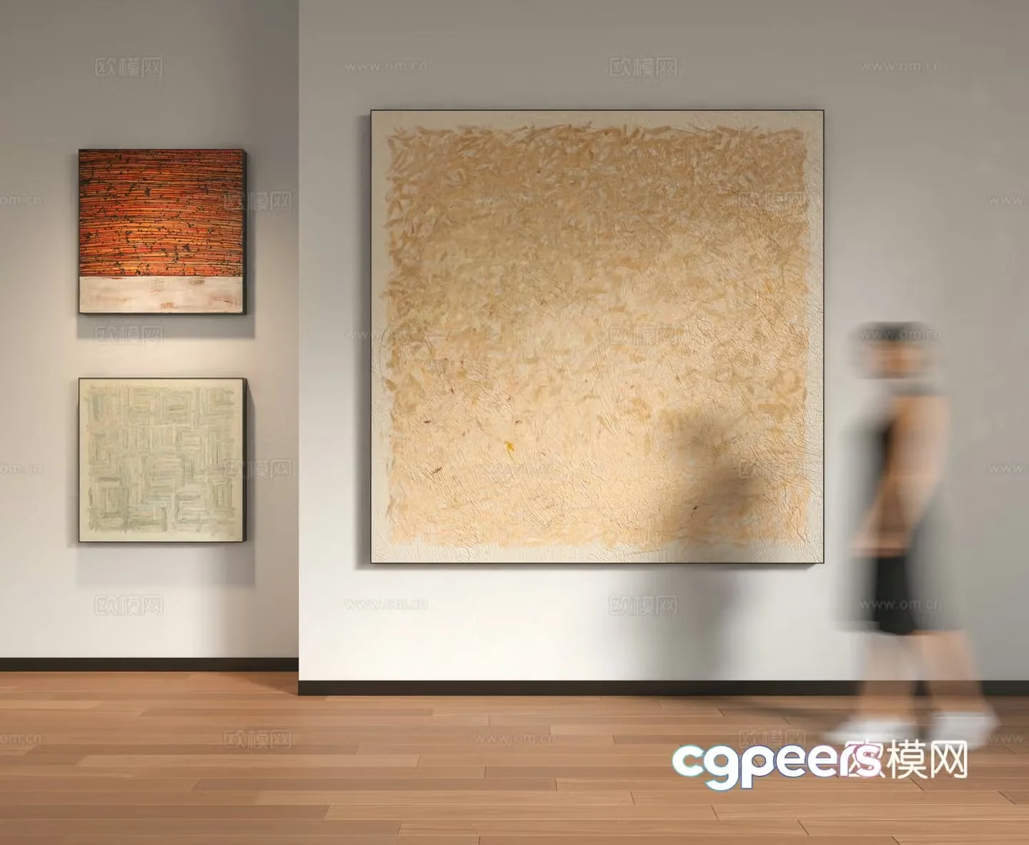 Modern minimalist hanging paintings Wasabi wind hanging paintings Italian light luxury hanging paintings line texture abstract paintings 3D model