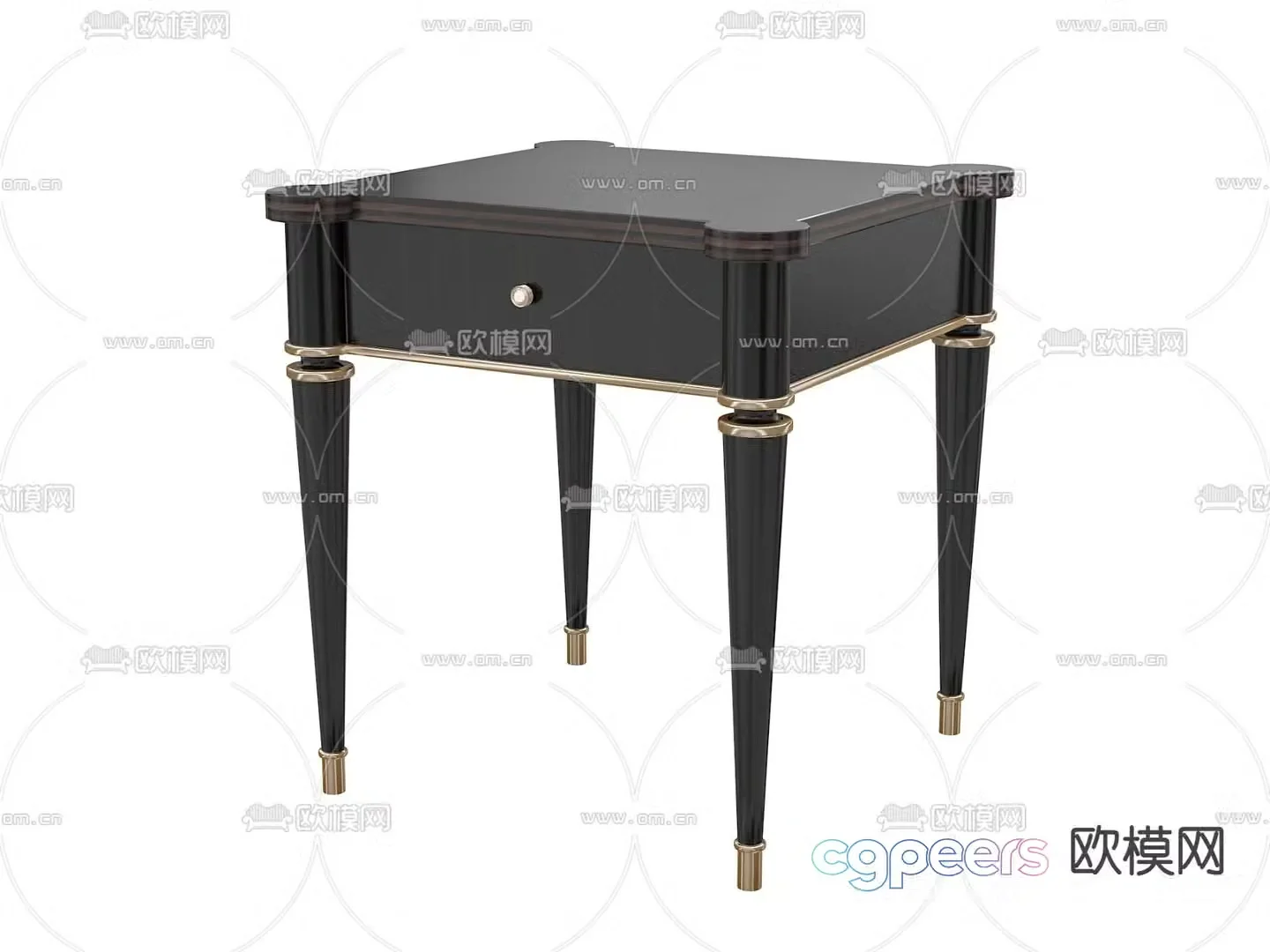 Simple European bedside table 3d model