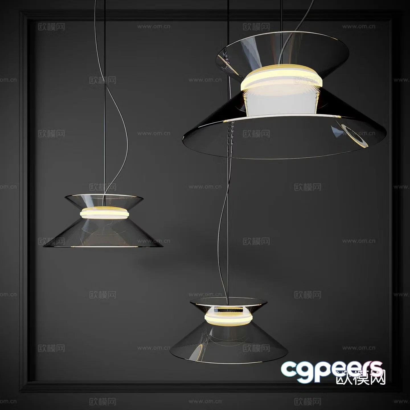 Modern glass small chandelier 3d model