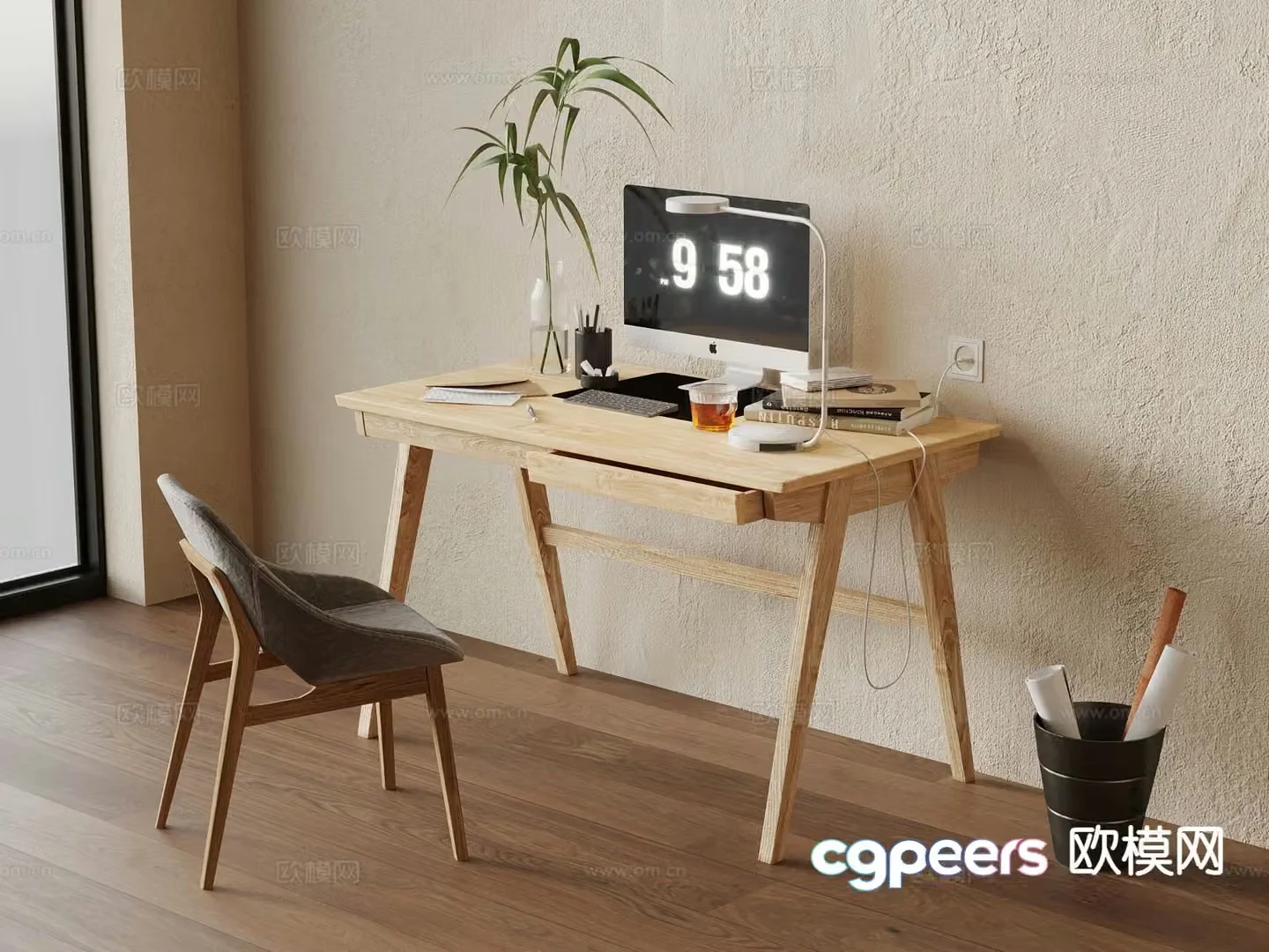 Modern desk study table 3d model