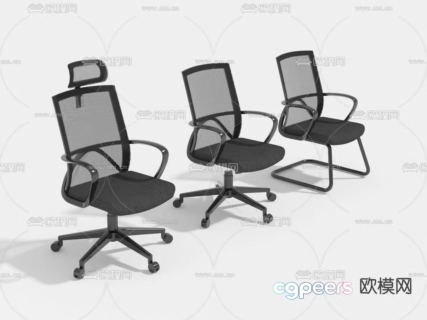 Mesh office chair shift chair staff chair 3D model