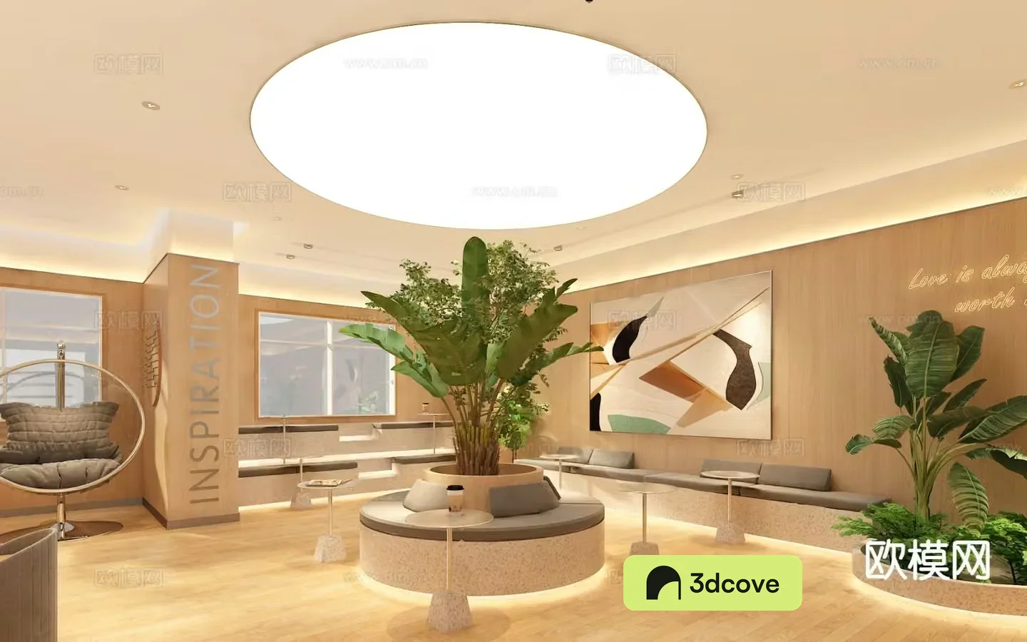 Cream style beauty salon rest area